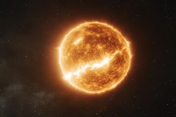 Intense Sun Glow in Black Space Background