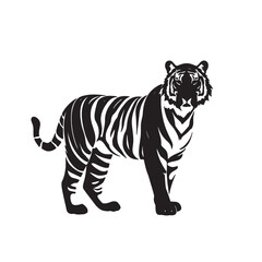 Obraz premium Tiger pose vector silhouette flat style black color illustration