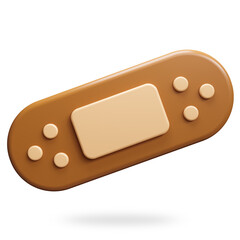 Adhesive bandage  rectangle shape. cartoon band aid, back and front view of beige plaster for emergency medical care and wound on skin isolated on white, 3d render