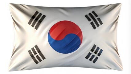 Waving South Korean Flag with White Background