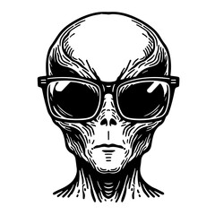 Alien In Glasses Vector Logo