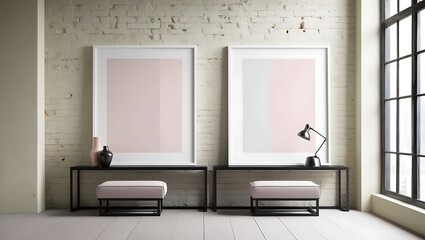 Frame mockup, ISO A paper size. Living room wall poster mockup