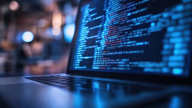 Laptop with Code on Screen