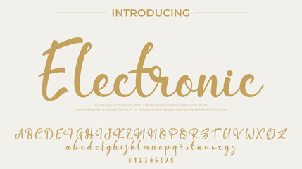 Electronic Font Stylish brush painted an uppercase vector letters, alphabet, typeface