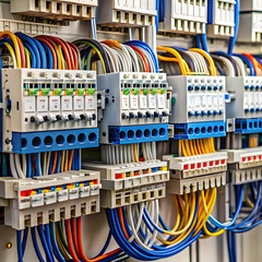 A detailed view of electrical wiring featuring labeled components, providing clear insights into connections, circuits, and system.