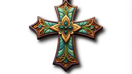 Ornate Wooden Cross with Intricate Floral Design