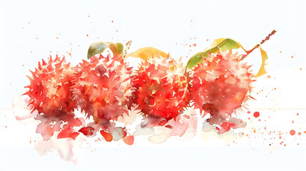 Rambutan of fruit Watercolor