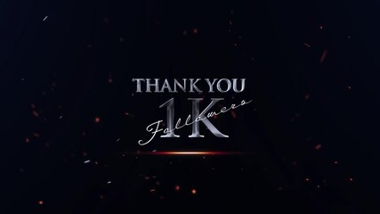 1k, Lettering 1K Followers, 1k Followers, Thank You 1k Followers, Cinematic 1k Follower Text Animation Video, 3D 1K F0llowing Banner Animation Videos For You