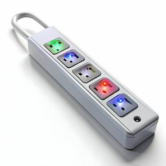 A power strip with smart features and LED indicators enhances connectivity and safety.