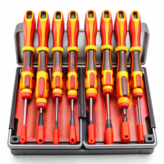 Aesthetic arrangement of insulated screwdrivers showcases vibrant colors and ergonomic designs.