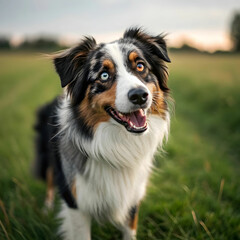 Fototapeta premium The Australian Shepherd is an intelligent, energetic breed known for its herding abilities.