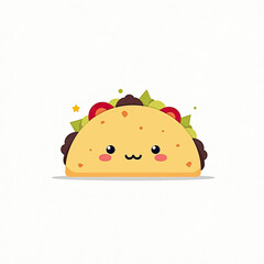 Playful cartoon of a taco with a happy face, perfect for children’s designs or food-themed illustrations
