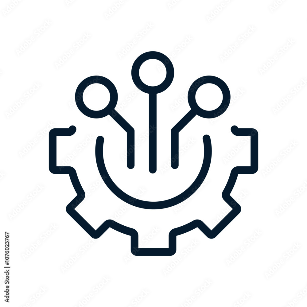 Poster the concept of implementing software automation systems for processes. vector icon on a white backgr