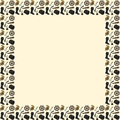 Pirate pattern illustration on beige background. Fantasy patterns and themes for wallpaper, fabric, etc