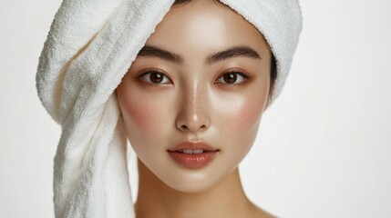 Obraz premium Woman in White Towel Portrait