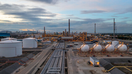 Industrial oil and gas storage tank at oil and gas depot terminal logistic industrial plant, Business logistic oil and gas storage tank chemical petroleum petrochemical refinery product industrial.