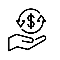 Cashback line icon set, return money symbol, cash back rebate icons, money logo, dollar, currency, coins, hand, credit card, finance thin line collection symbol vector on isolated white background.