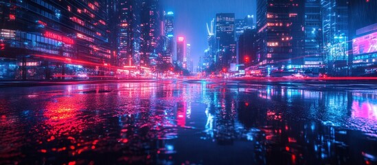 Neon Cityscape Reflections