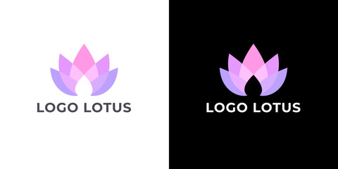 Vector logo template with lotus flower for beauty salon, cosmetics, spa and massage. Beautiful lotus flower concept