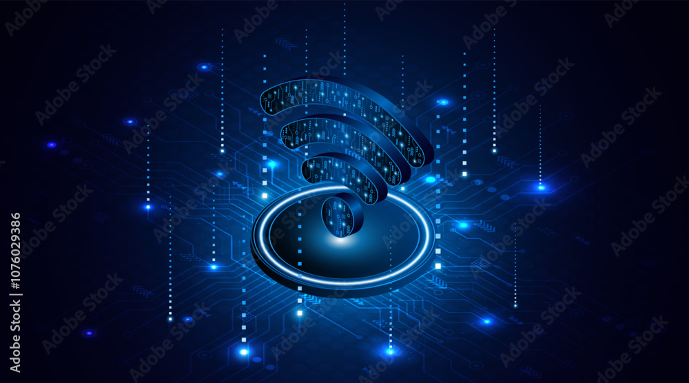 Poster Abstract wifi symbol. Concept of communication technology, internet signal or wireless connection.	