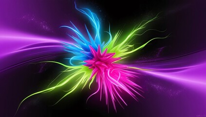 Colorful stripes explosion effect on dark background.