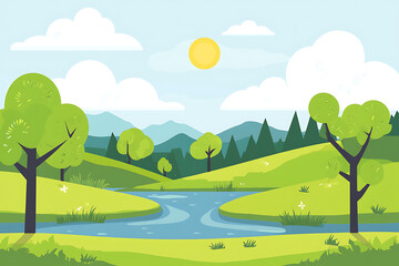 Obraz premium Sunrise in lush tropical forest, natural serenity concept.