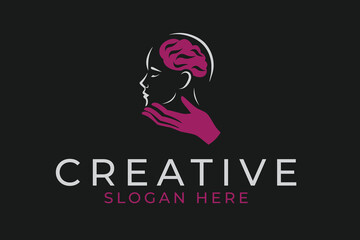 Human Brain Pattern Fingerprint Detective Intelligence Logo