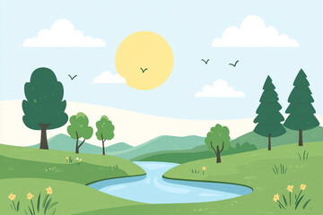 Obraz premium Sunrise in lush tropical forest, natural serenity concept.