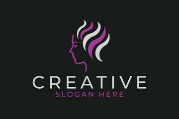 Obraz premium Human Brain Pattern Fingerprint Detective Intelligence Logo