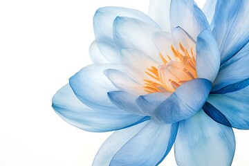 Blue Water Lily isolated on a white background, close up