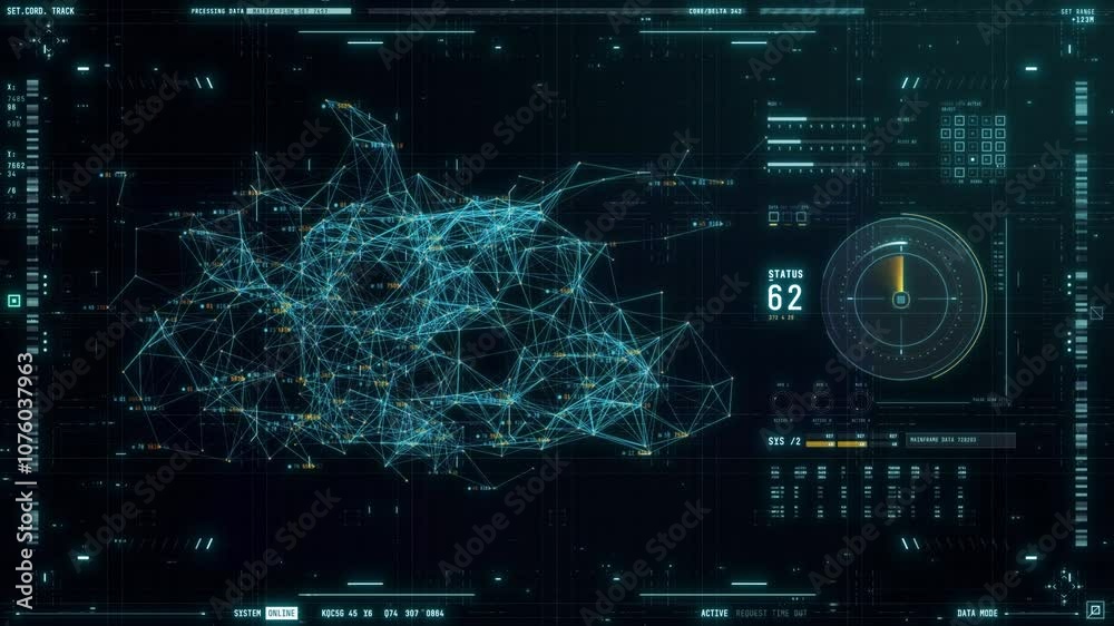 Wall mural advanced hud interface. blue future head up display screen, digital technology background concept