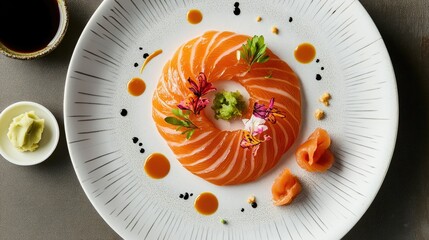 Beautifully Plated Raw Salmon Dish