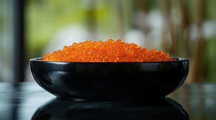 Fresh Salmon Roe in Elegant Black Bowl