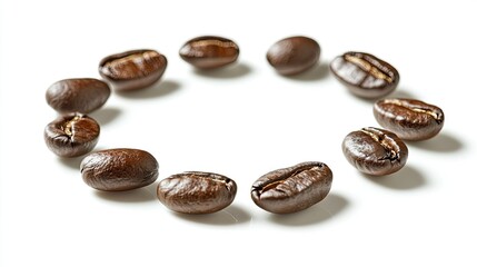 Obraz premium Freshly Roasted Coffee Beans in a Circular Arrangement