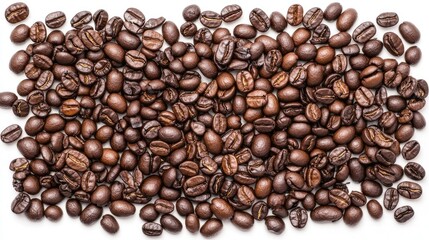 Fototapeta premium Whole Coffee Beans Scattered on White Background