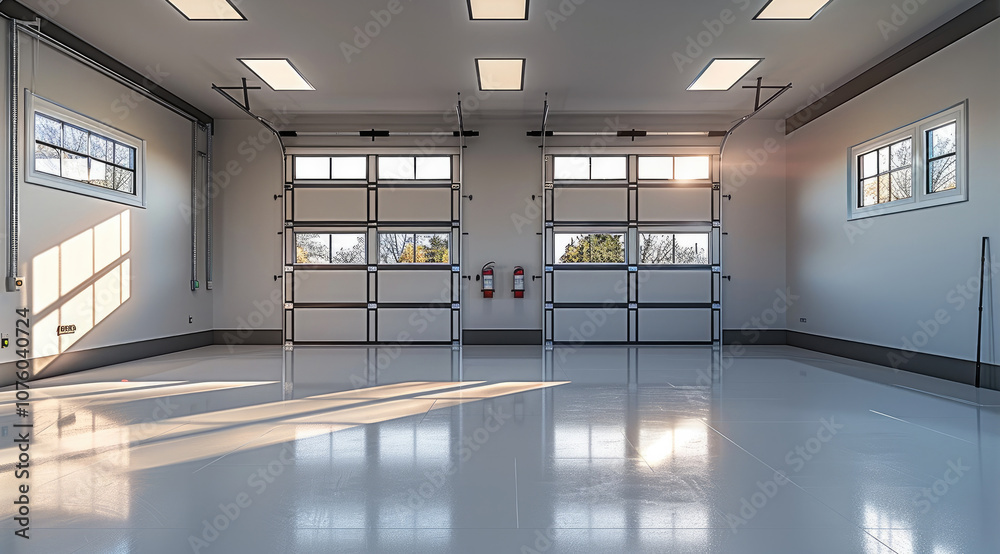 Aufkleber modern empty garage, simple and uncluttered.
