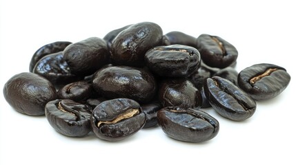 Obraz premium Isolated Group of Coffee Beans on White Background