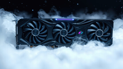 Powerful Gaming Graphics Card with LED Lights on Display