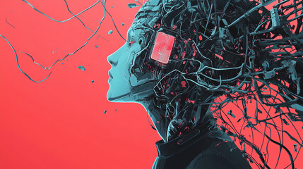 Digital, futuristic, stylish and cool Japanese anime-style illustrations that seem to be inspired by generative AI.