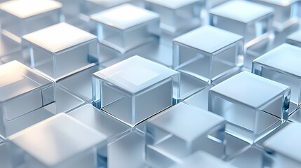 digital technology blue and white glass geometric abstract poster background