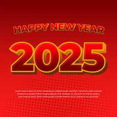 Happy New Year 2025 Square Banner Background with comic style effect