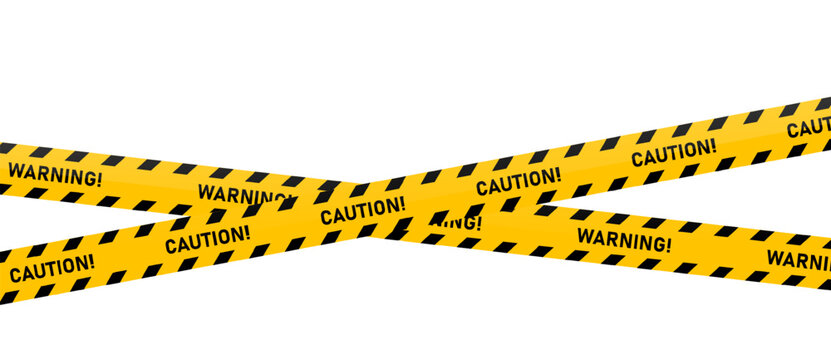 Warning caution tape background. Road, sign, worksite, hazard area, sign for road, caution ribbon banner for construction. Vector illustration on transparent PNG background.