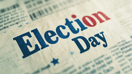 Election Day Headline Close-Up: Bold Text, Soft Focus