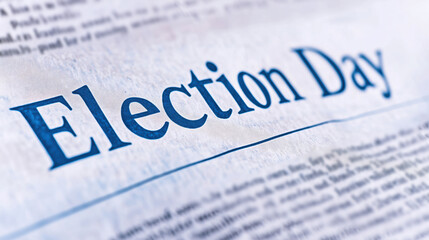 Election Day Newspaper Headline - Closeup Macro Shot