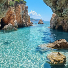 rocky coast of the island