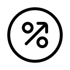 percentage increase icon with line style, perfect for user interface projects