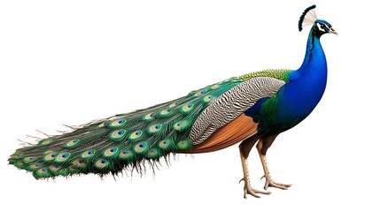 A peacock spread tail feathers 