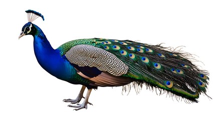 A peacock spread tail feathers 