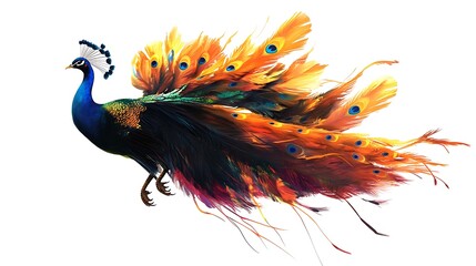 A peacock spread tail feathers 