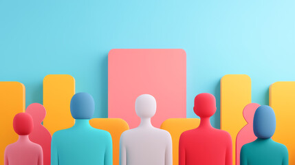 Obraz premium Colorful abstract figures representing diversity and community interaction.